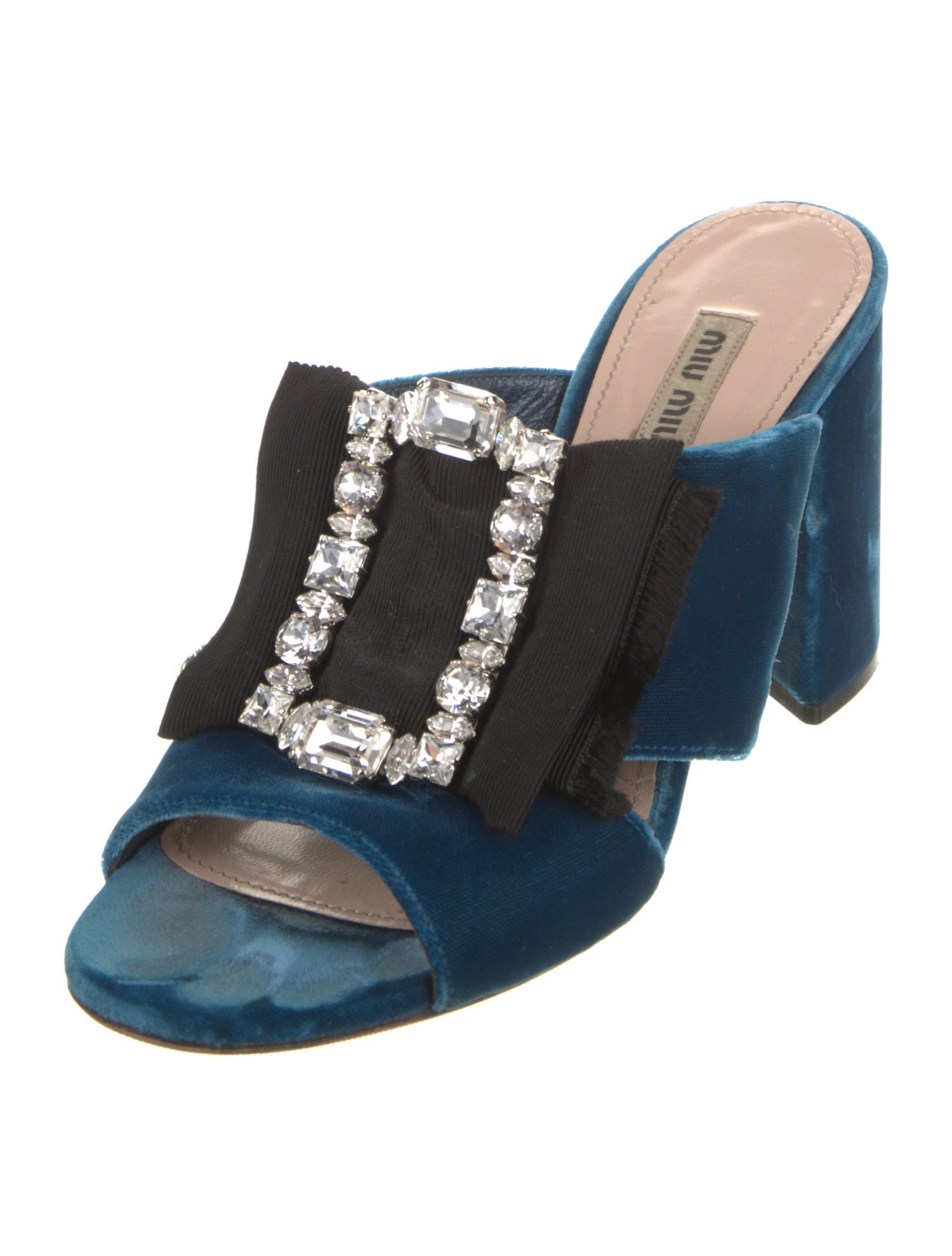 Miu Miu Velvet Crystal Embellishments Slides