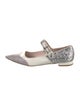 Miu Miu Leather Glitter Accents Mary Jane Flats
