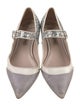 Miu Miu Leather Glitter Accents Mary Jane Flats