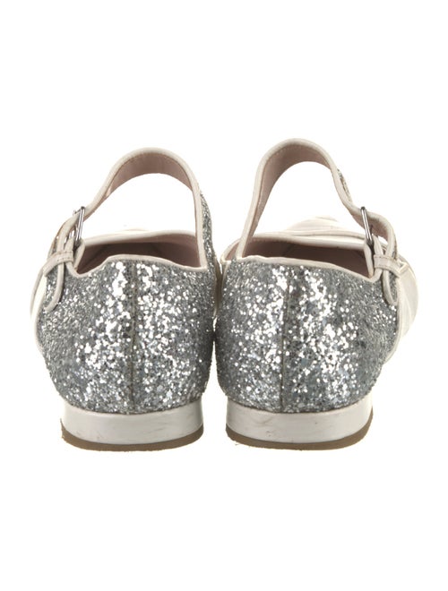 Miu Miu Leather Glitter Accents Mary Jane Flats