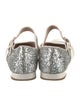 Miu Miu Leather Glitter Accents Mary Jane Flats