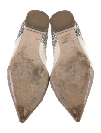 Miu Miu Leather Glitter Accents Mary Jane Flats