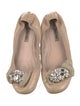 Miu Miu Patent Leather Crystal Embellishments Ballet Flats