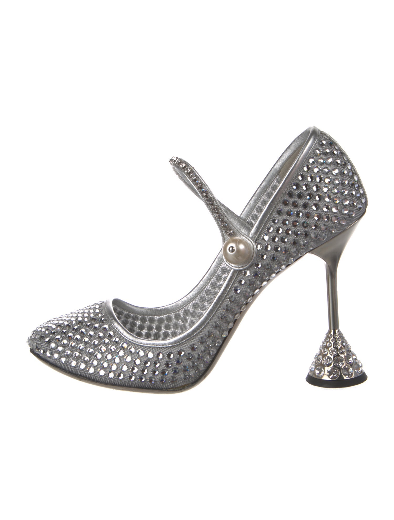 Miu Miu Faux Pearl Accents Crystal Pumps