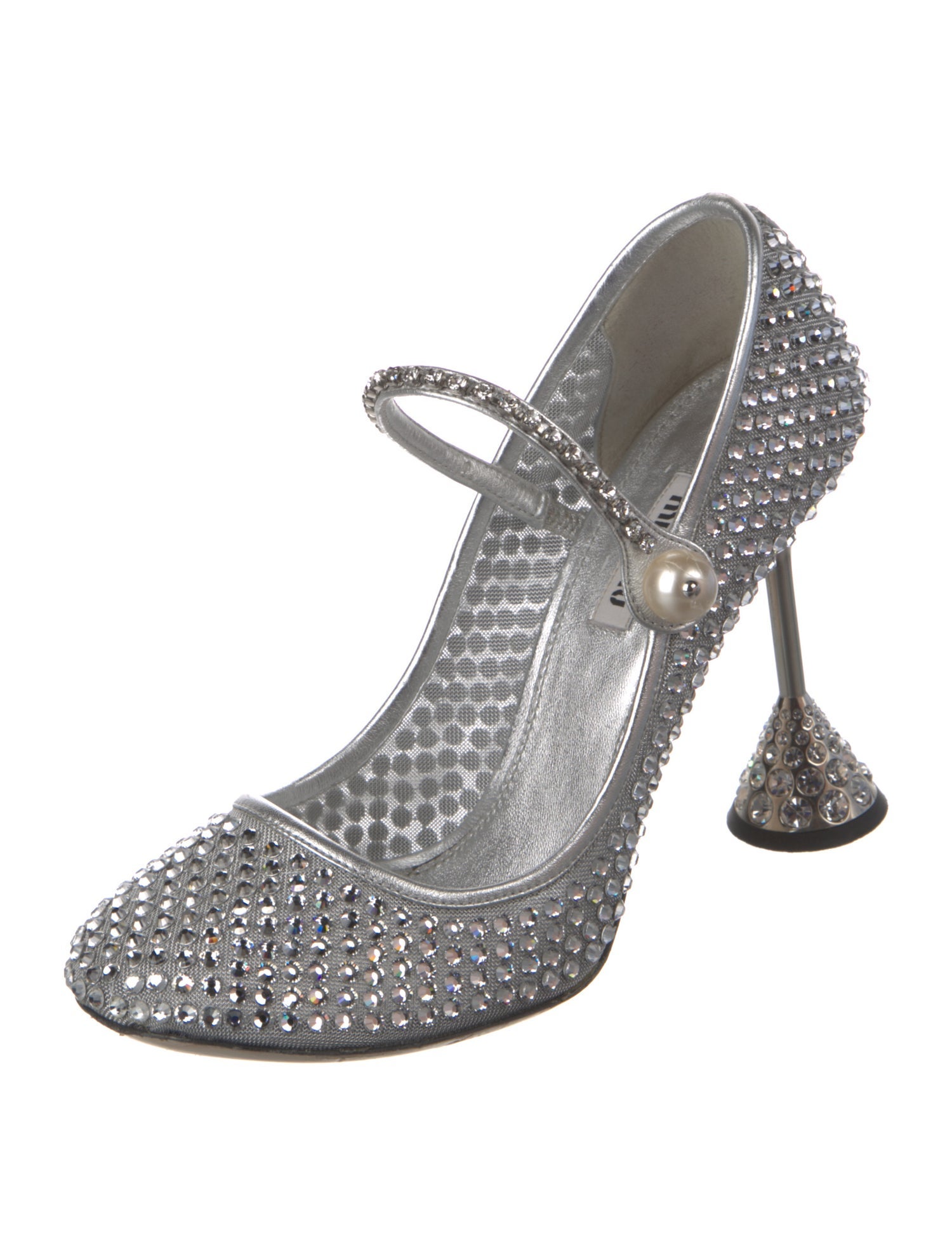 Miu Miu Faux Pearl Accents Crystal Pumps