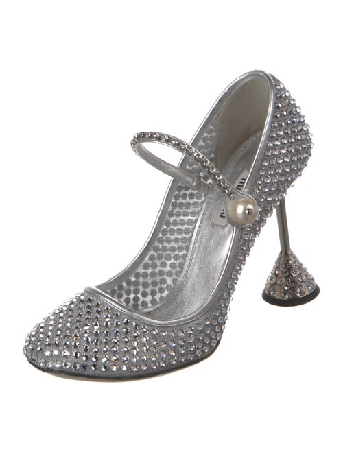 Miu Miu Faux Pearl Accents Crystal Pumps