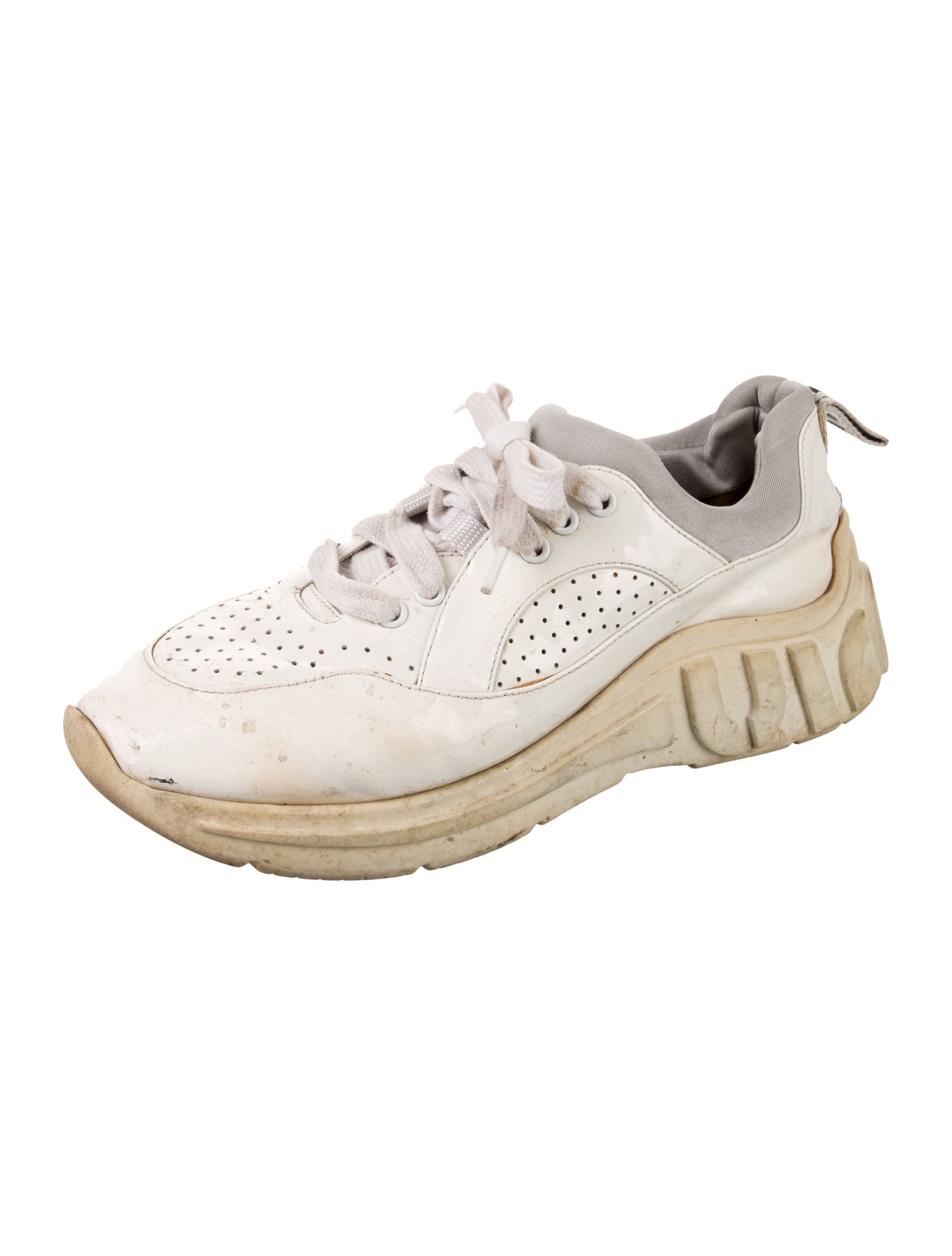 Miu Miu Patent Leather Colorblock Pattern Sneakers