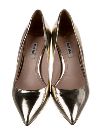 Miu Miu Patent Leather Glitter Accents Pumps