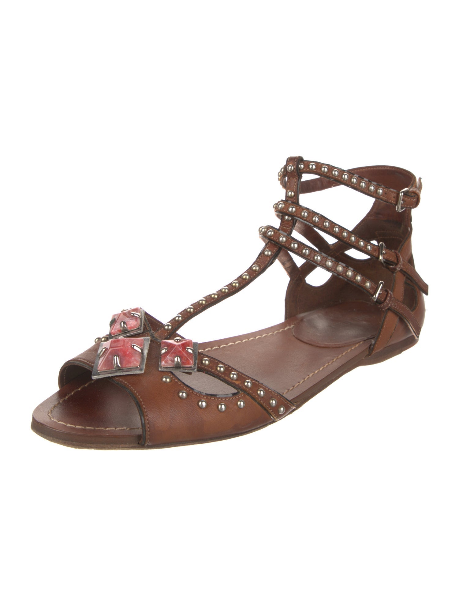 Miu Miu Leather Studded Accents Flats