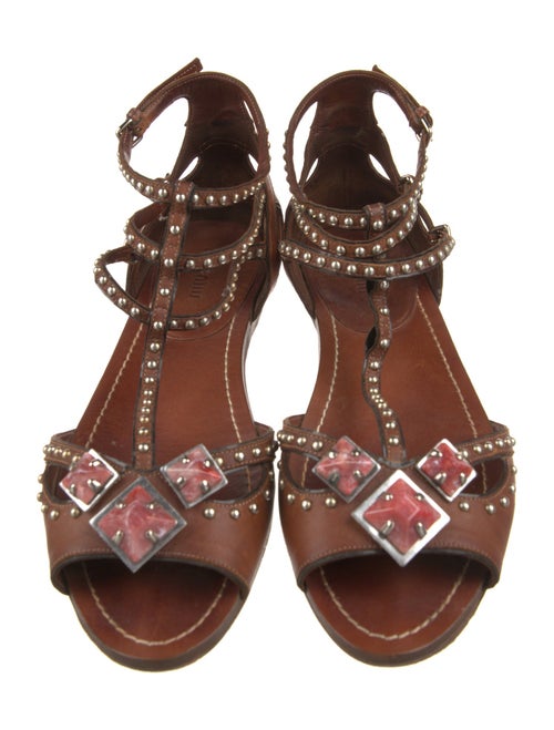 Miu Miu Leather Studded Accents Flats