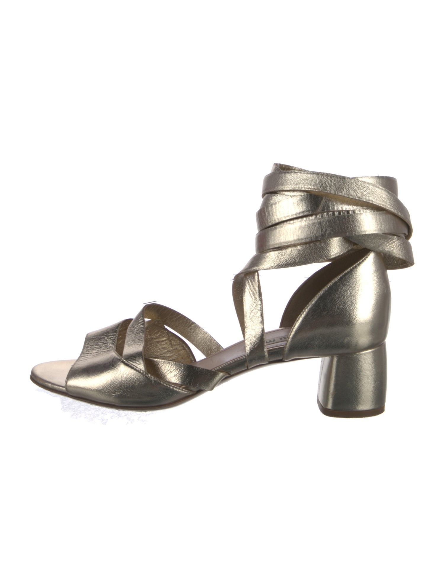 Miu Miu Leather Glitter Accents Gladiator Sandals