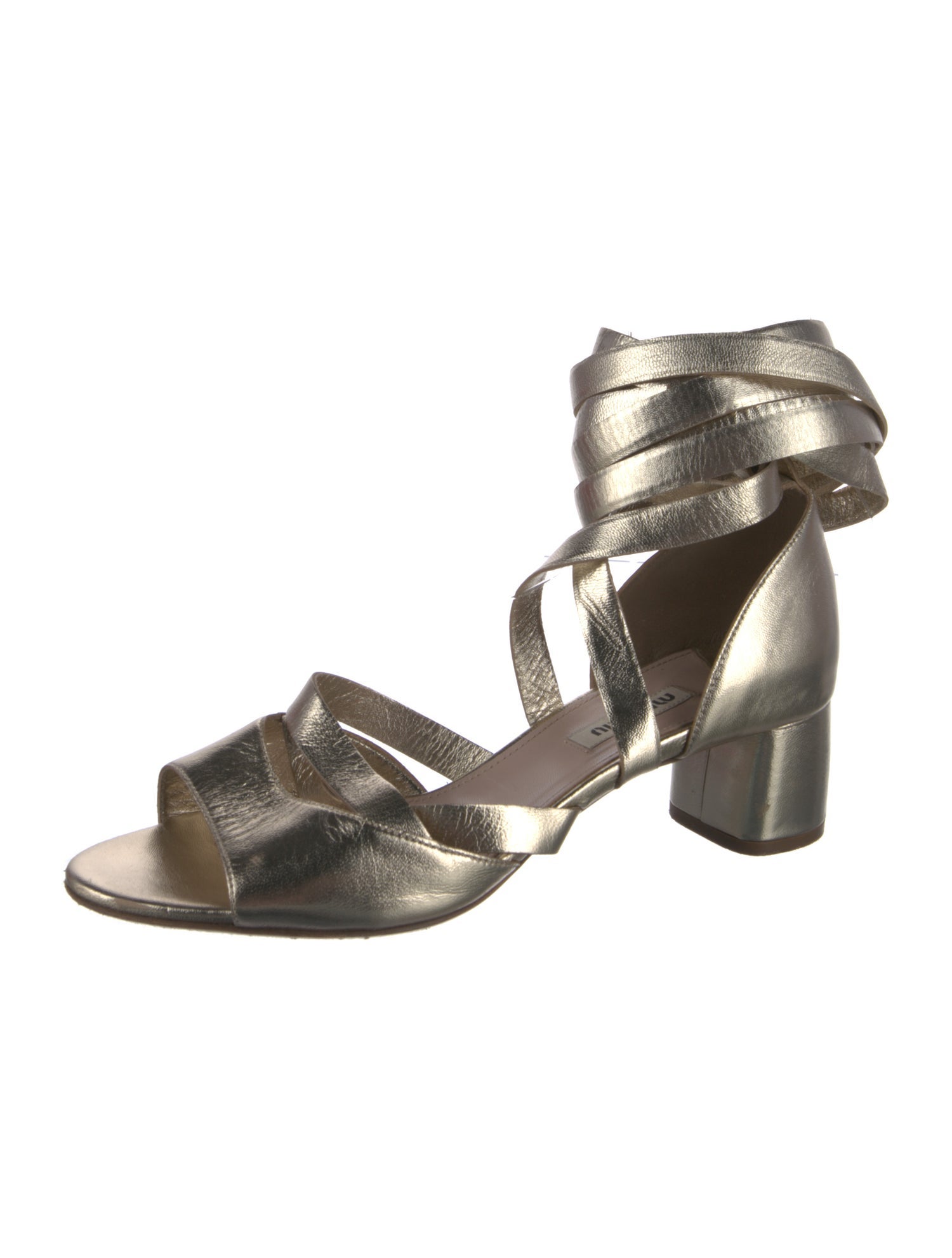 Miu Miu Leather Glitter Accents Gladiator Sandals