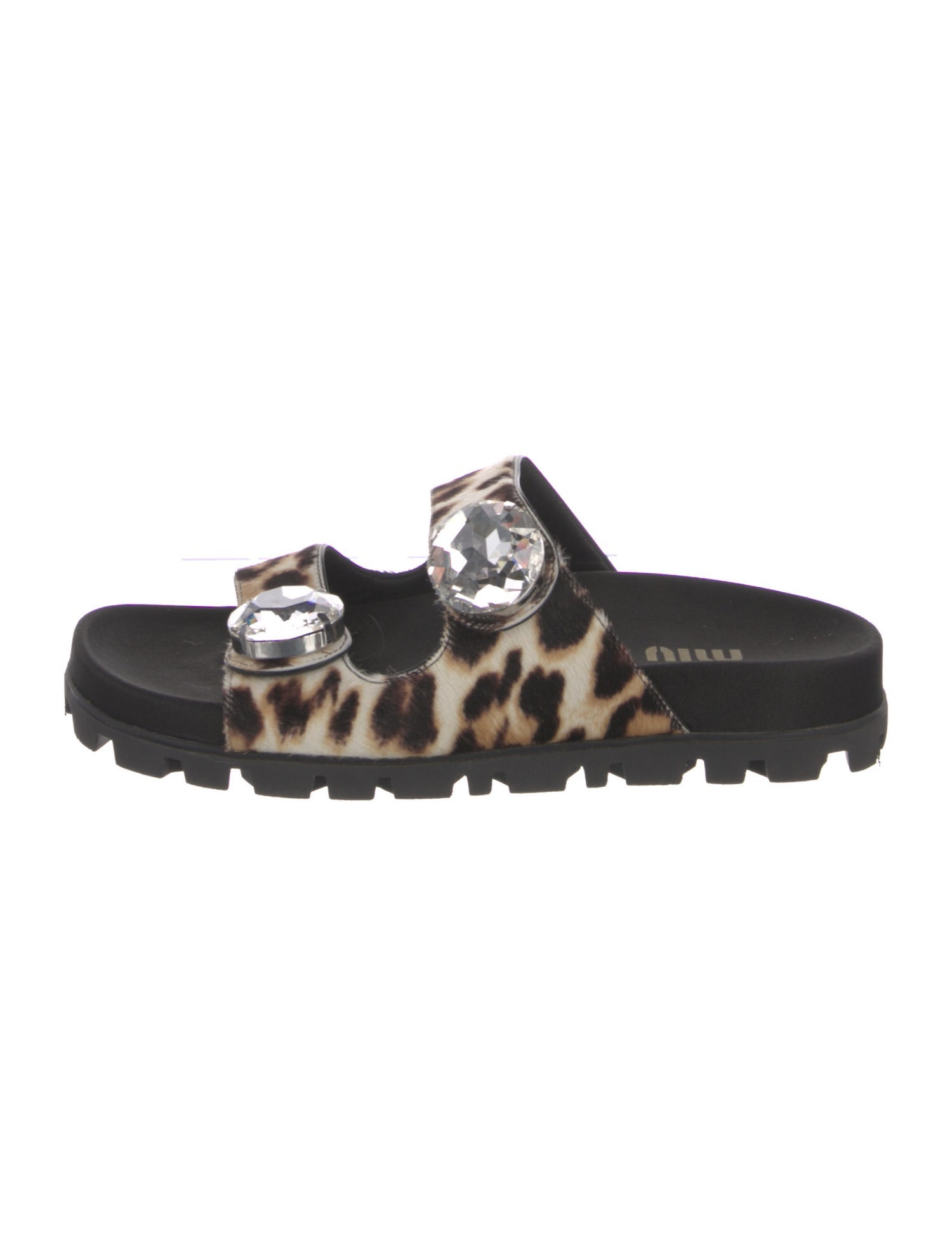 Miu Miu Ponyhair Animal Print Slides