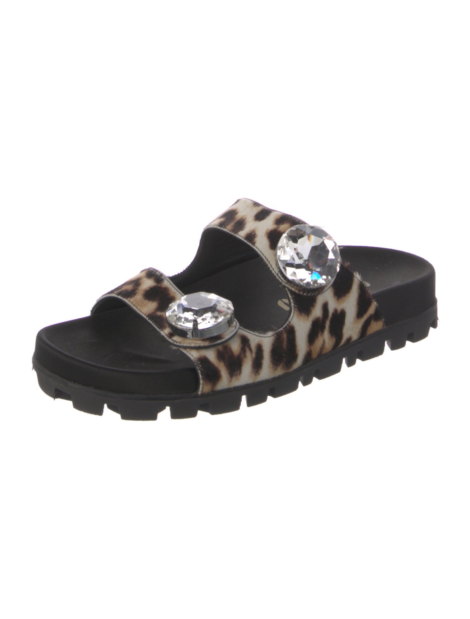 Miu Miu Ponyhair Animal Print Slides