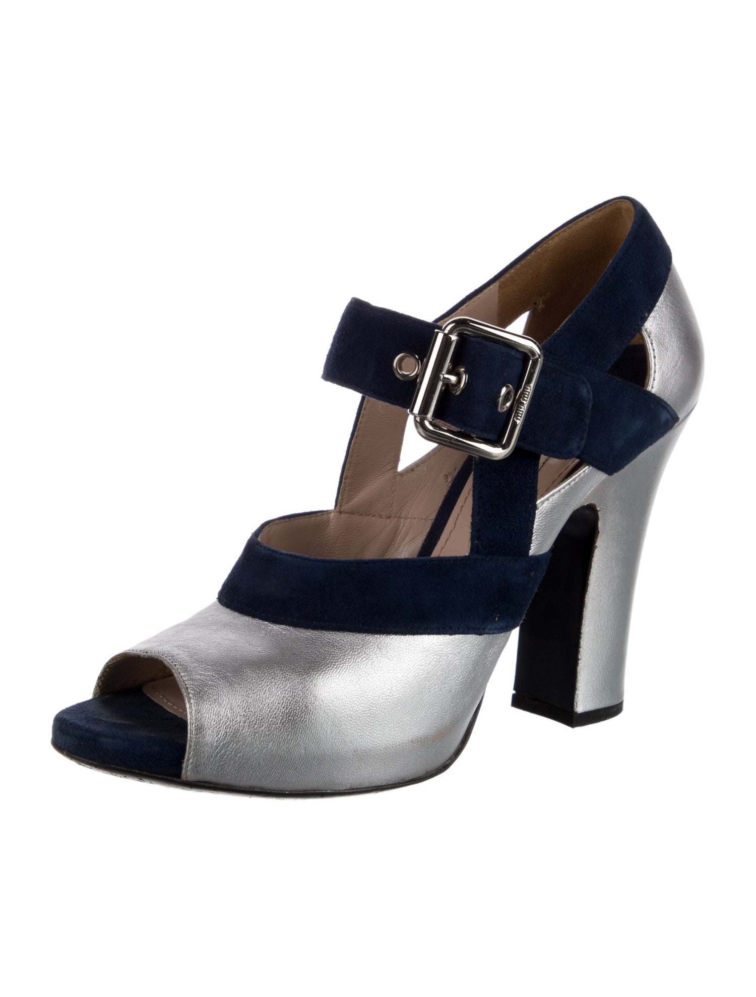 Miu Miu Leather Colorblock Pattern Pumps