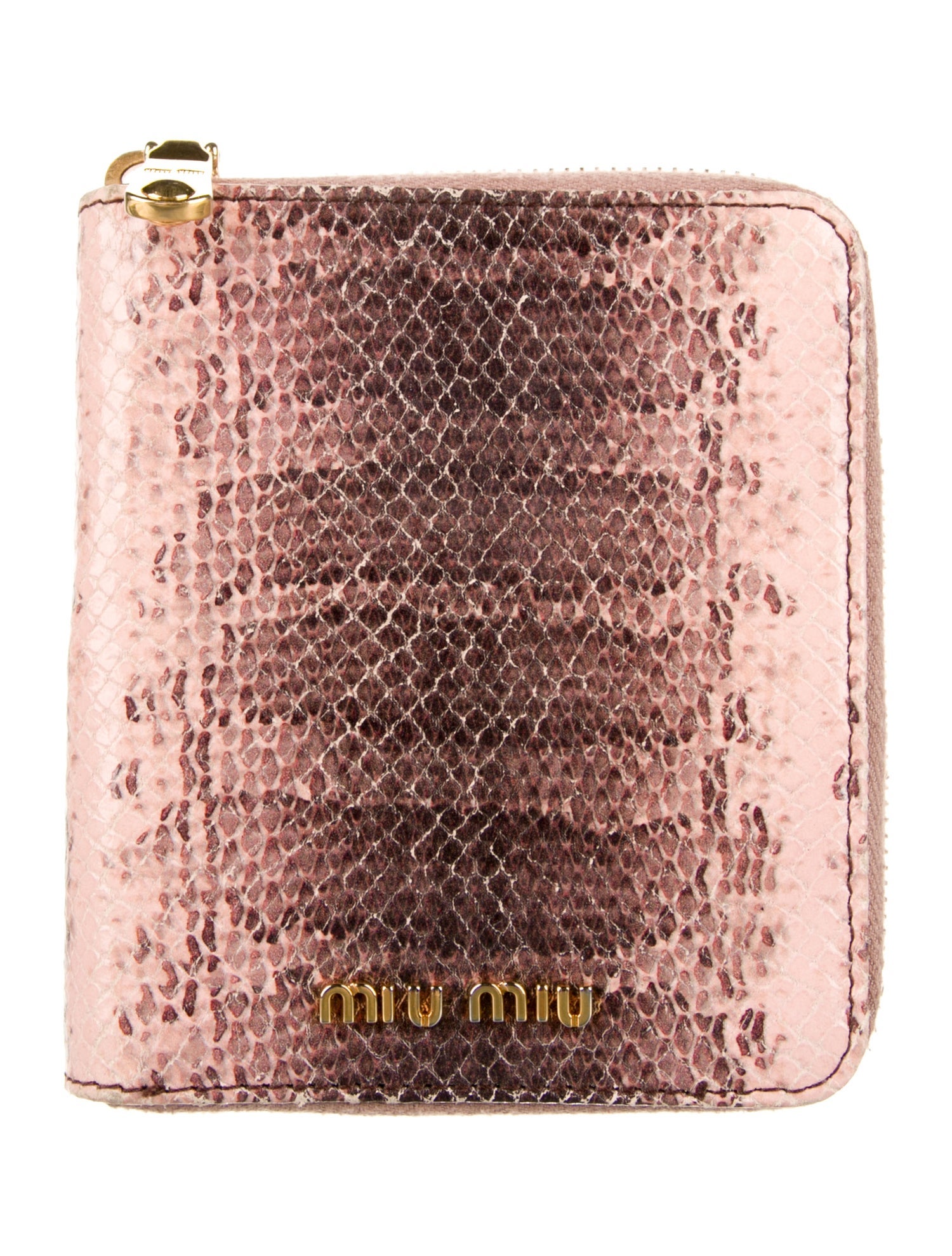 Miu Miu Leather Animal Print Compact Wallet