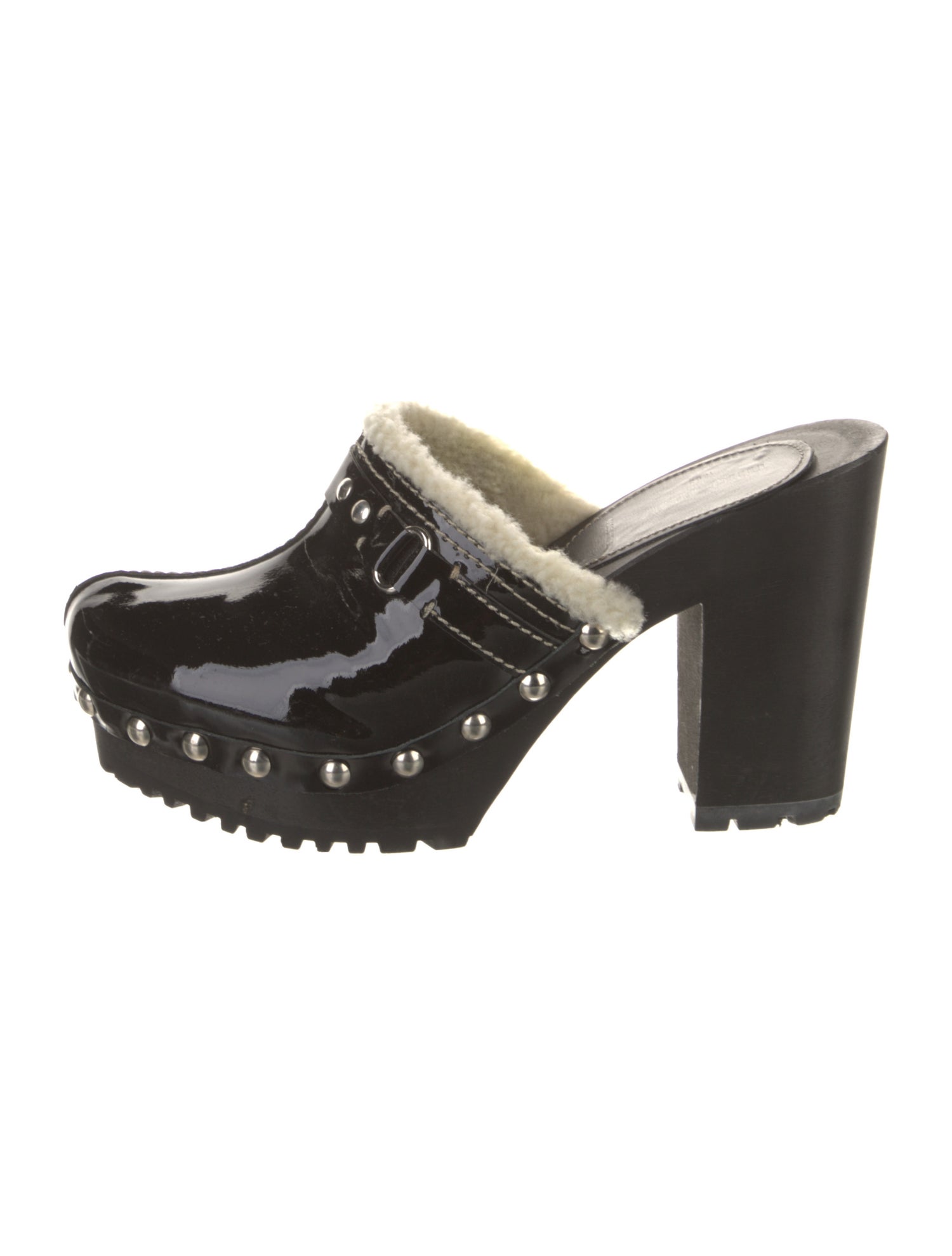 Miu Miu Patent Leather Colorblock Pattern Mules