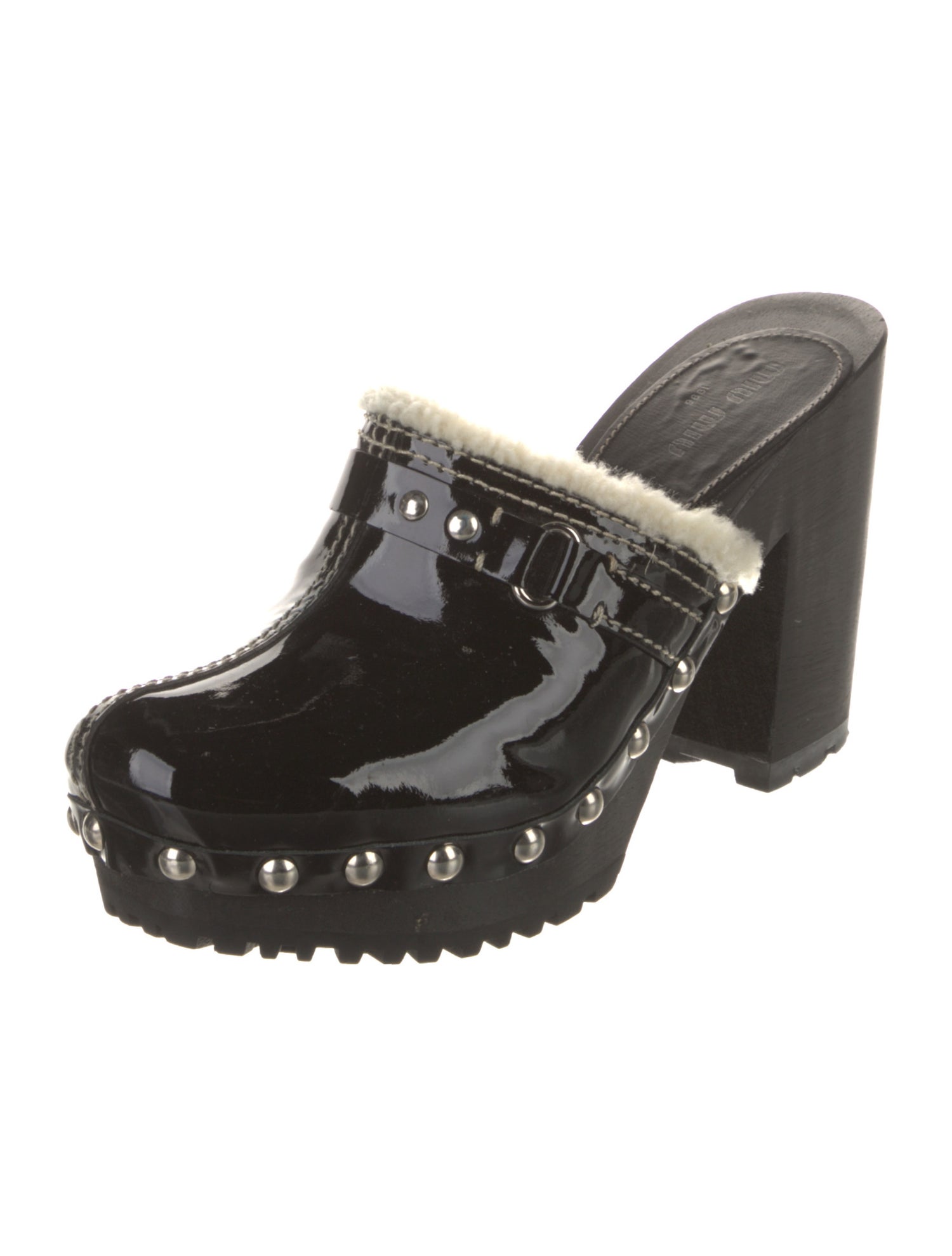 Miu Miu Patent Leather Colorblock Pattern Mules