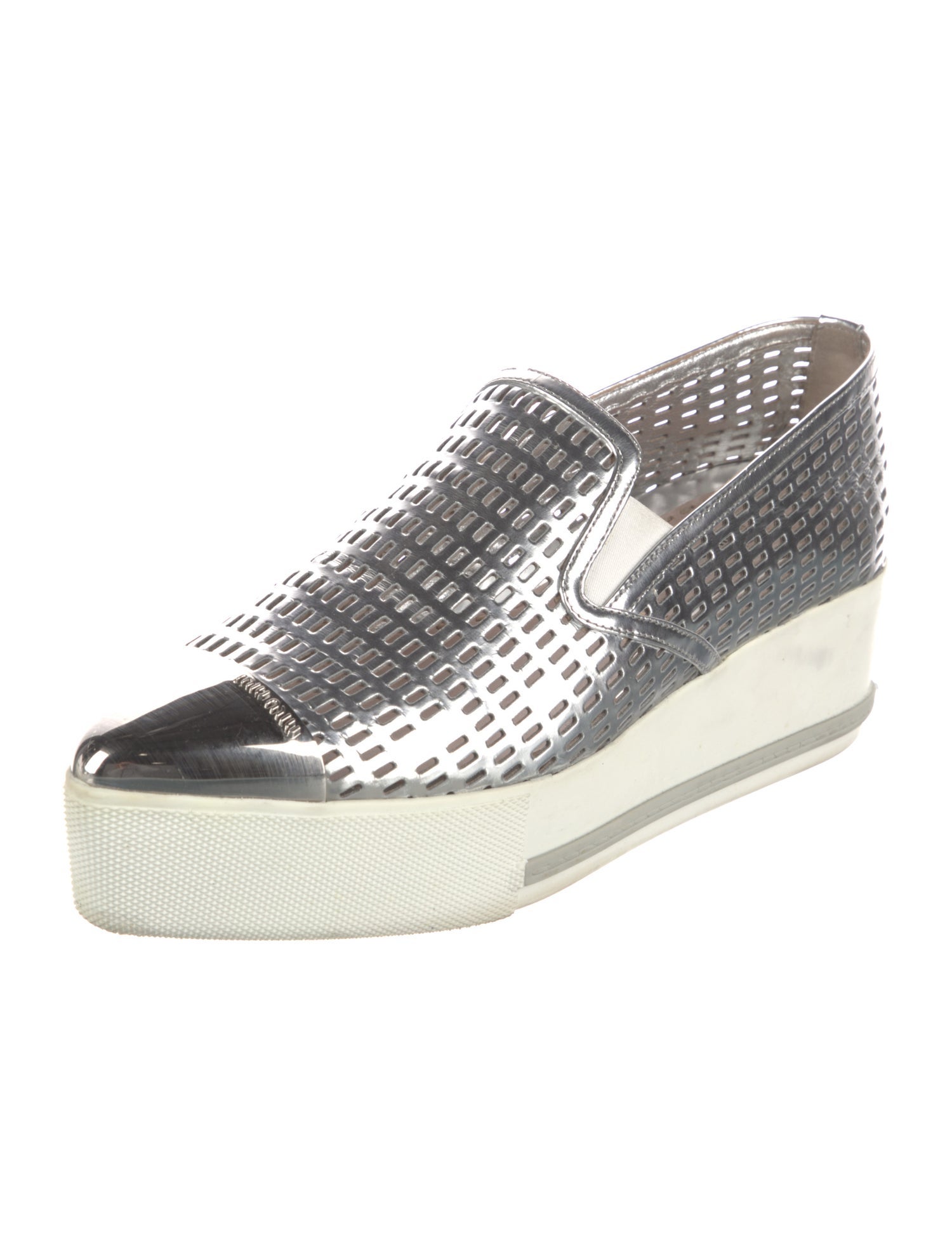 Miu Miu Patent Leather Lasercut Accents Mules