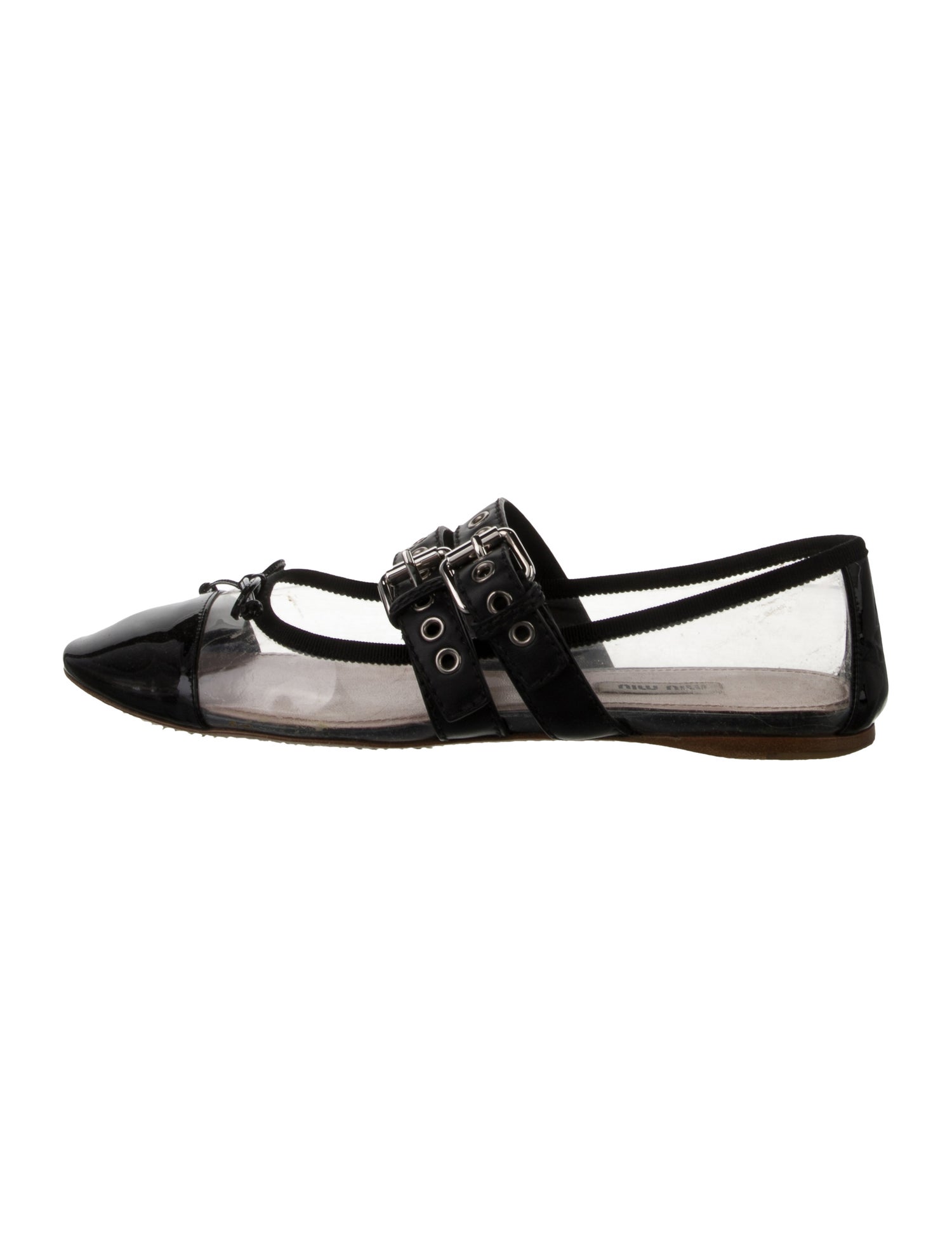 Miu Miu Patent Leather Bow Accents Mary Jane Flats
