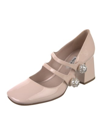 Miu Miu Faux Pearl Accents Patent Leather Pumps
