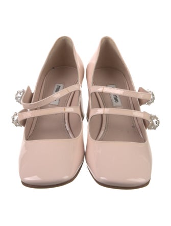 Miu Miu Faux Pearl Accents Patent Leather Pumps