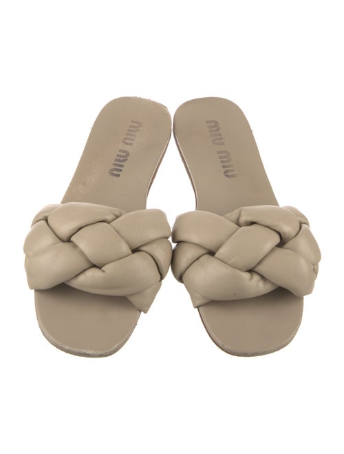 Miu Miu Leather Braided Accents Slides