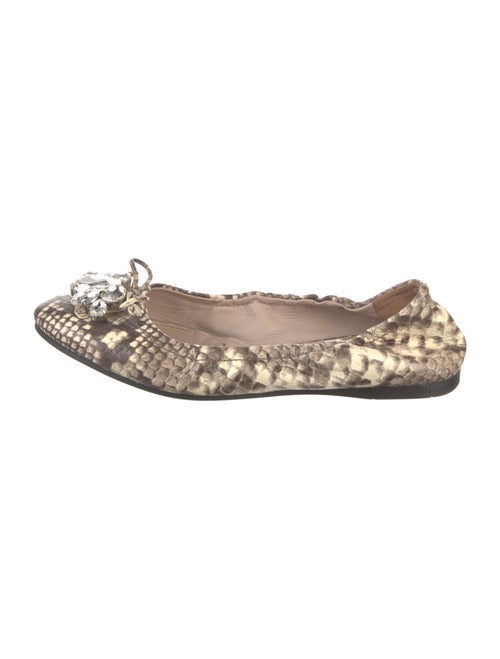 Miu Miu Embossed Leather Animal Print Ballet Flats