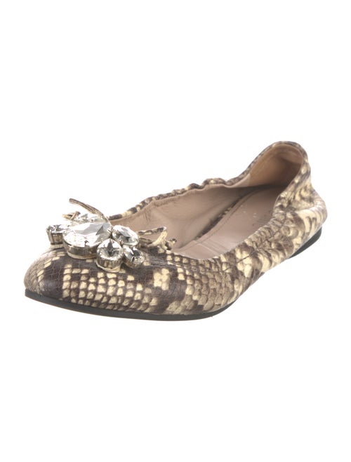 Miu Miu Embossed Leather Animal Print Ballet Flats