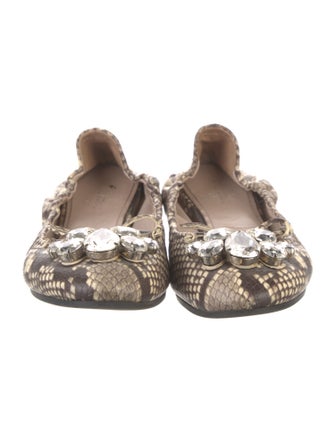 Miu Miu Embossed Leather Animal Print Ballet Flats