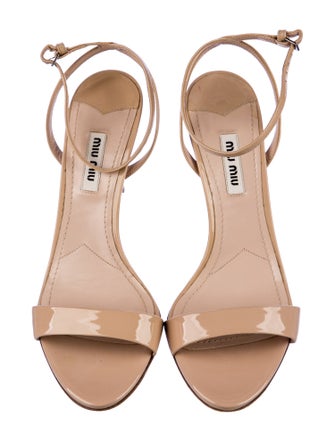 Miu Miu Patent Leather Crystal Embellishments Sandals