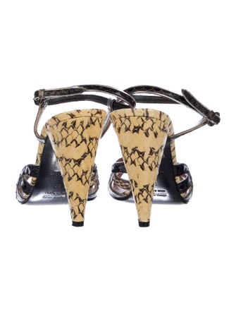 Miu Miu Snakeskin Animal Print Slingback Sandals