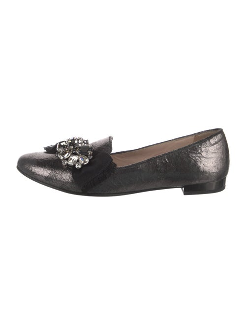 Miu Miu Leather Crystal Embellishments Loafers
