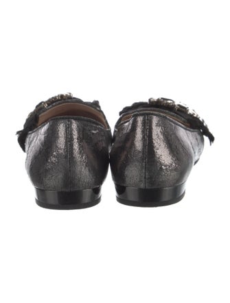Miu Miu Leather Crystal Embellishments Loafers