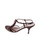 Miu Miu Suede Beaded Accents T-Strap Sandals