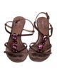 Miu Miu Suede Beaded Accents T-Strap Sandals