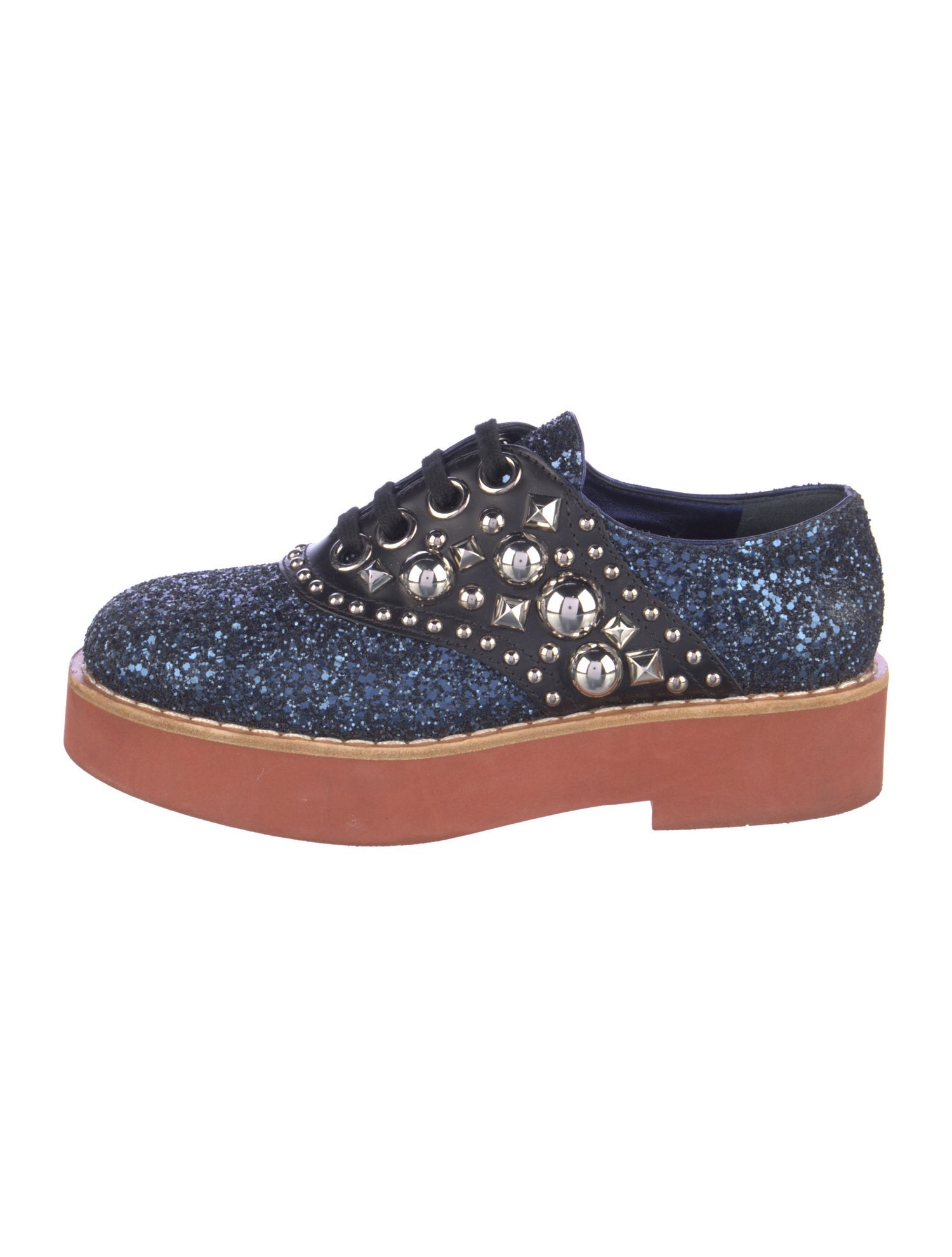 Miu Miu Glitter Colorblock Pattern Sneakers