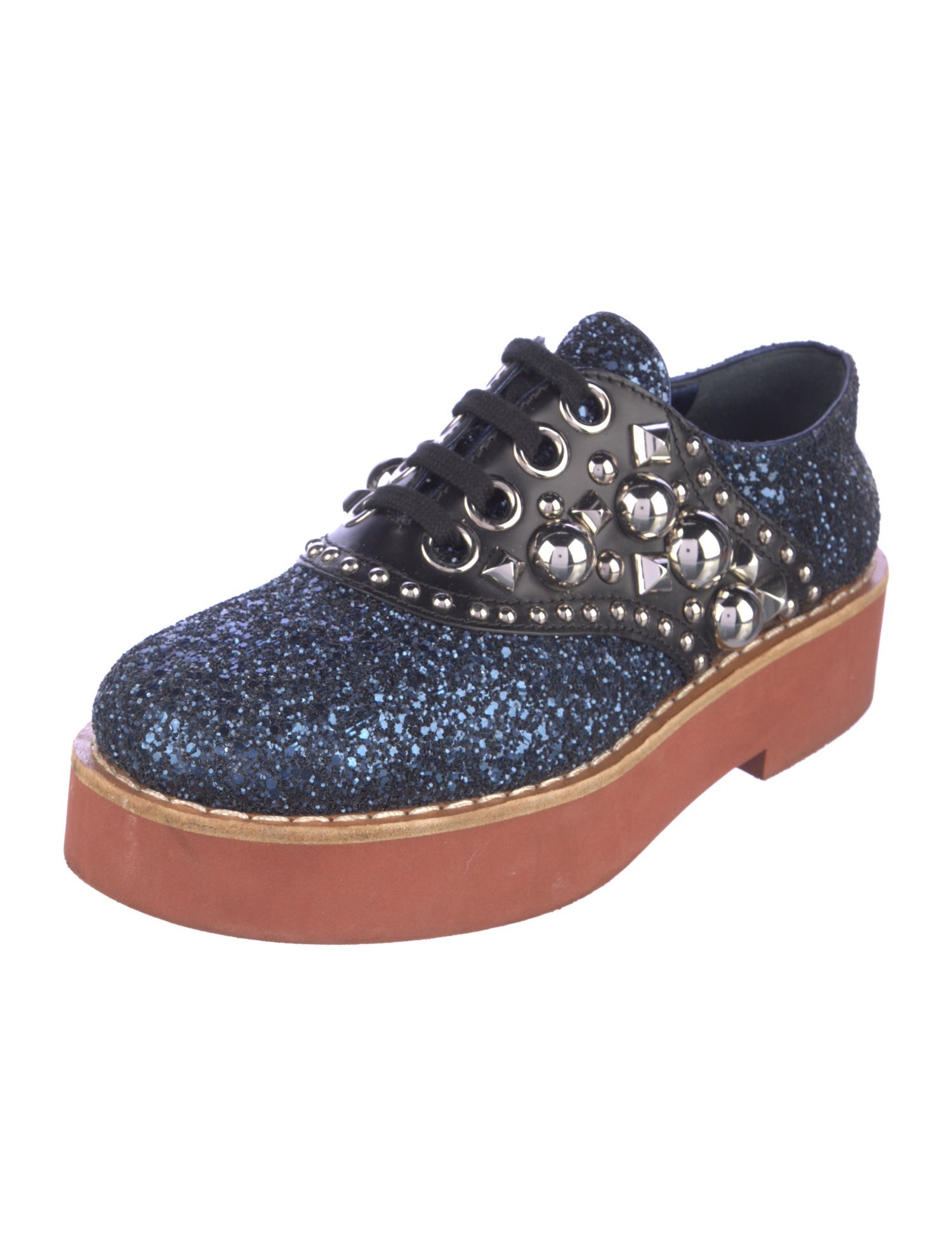 Miu Miu Glitter Colorblock Pattern Sneakers