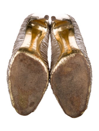 Sergio Rossi Satin Ruffle Embellishment Pumps