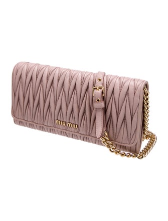 Miu Miu Leather Matelassé Wallet on Chain