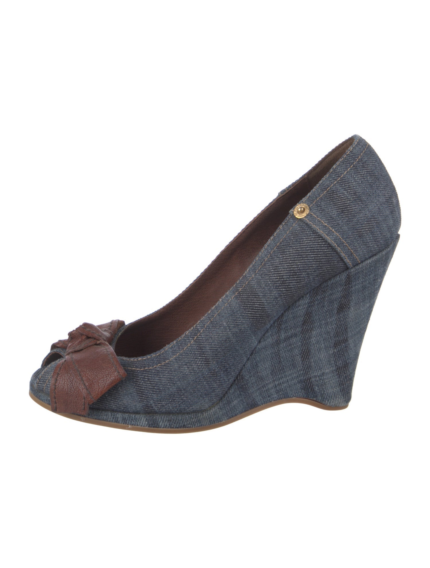 Miu Miu Denim Bow Accents Pumps
