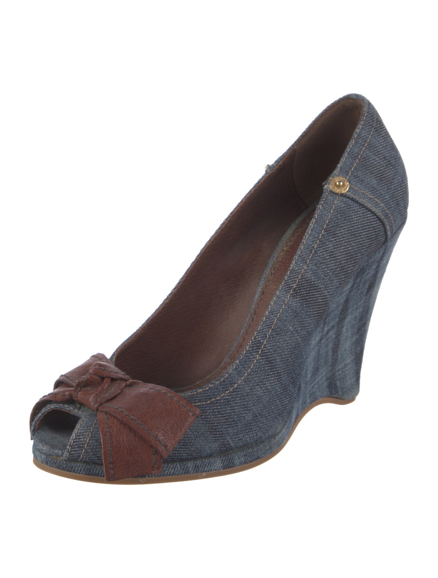 Miu Miu Denim Bow Accents Pumps