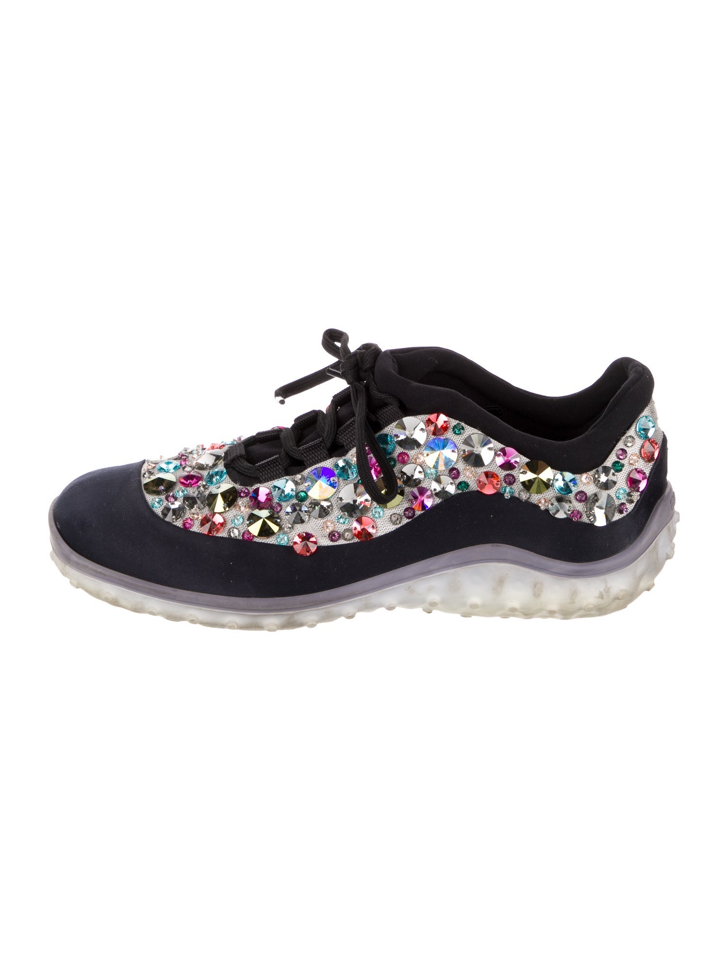 Miu Miu Crystal Colorblock Pattern Sneakers