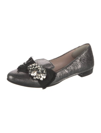 Miu Miu Leather Crystal Embellishments Flats