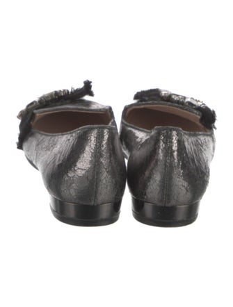 Miu Miu Leather Crystal Embellishments Flats