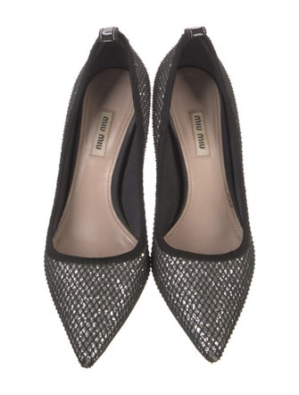 Miu Miu Glitter Plaid Print Pumps