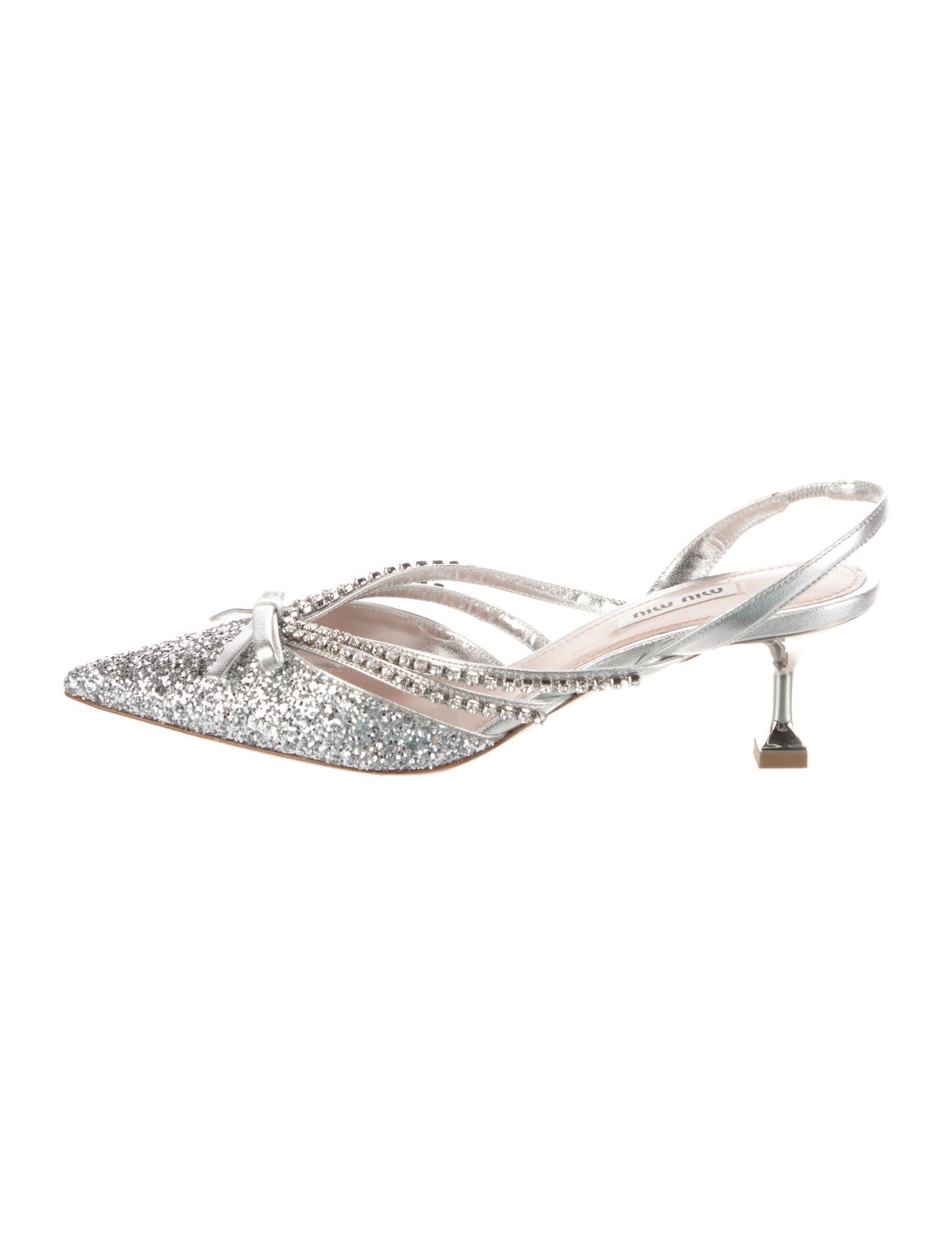 Miu Miu Glitter Glitter Accents Slingback Pumps