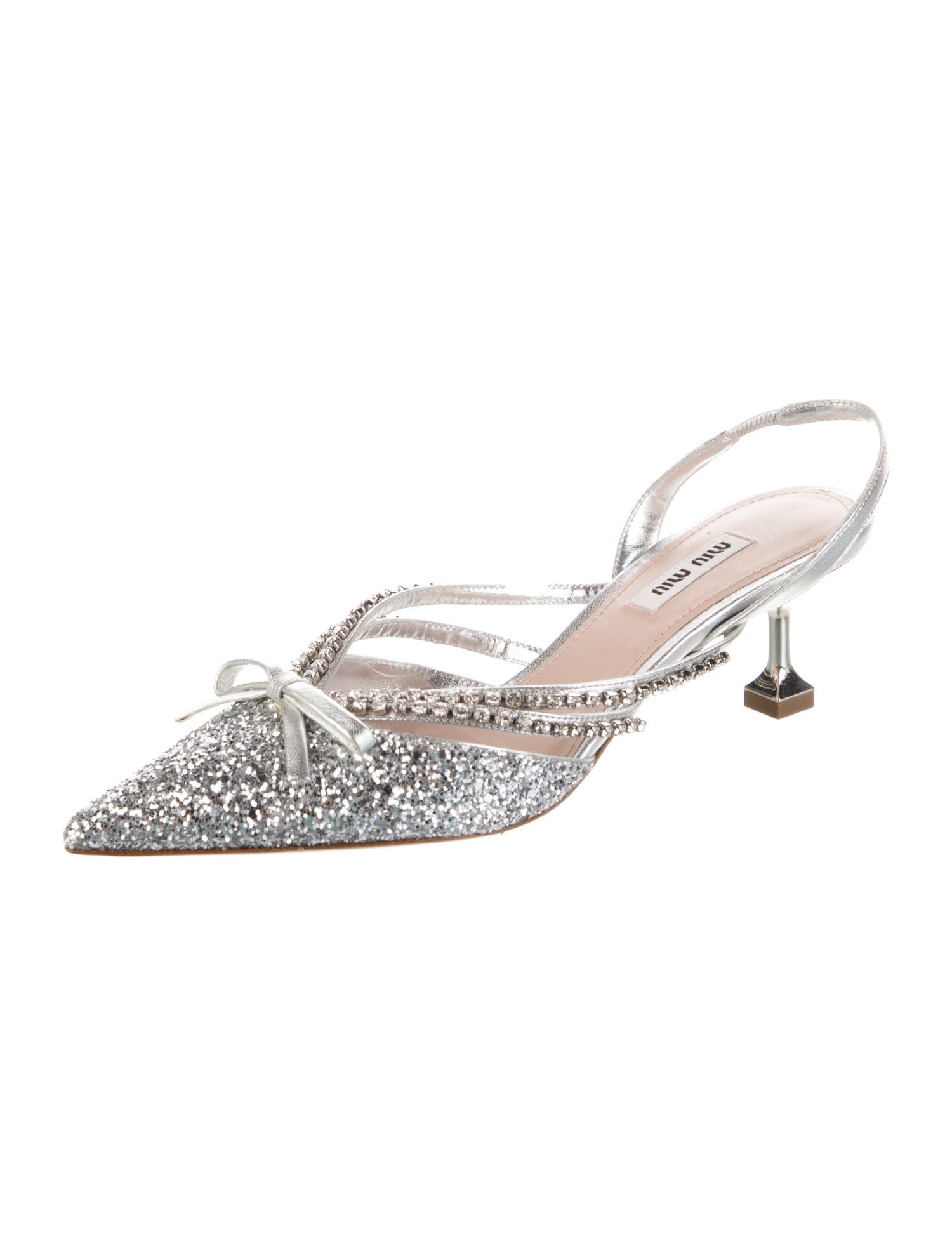Miu Miu Glitter Glitter Accents Slingback Pumps