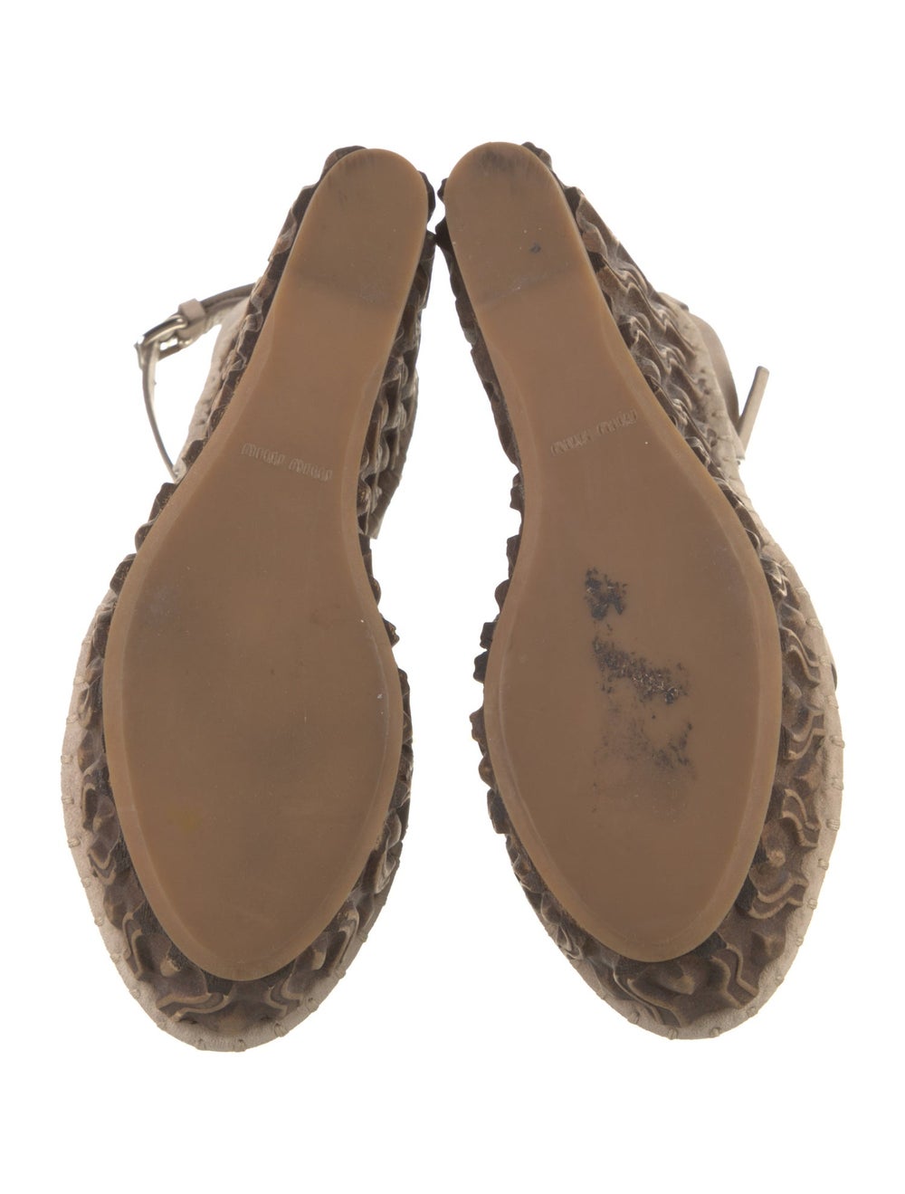 Miu Miu Suede Sandals Grey Patterned Platform Cro… - image 5