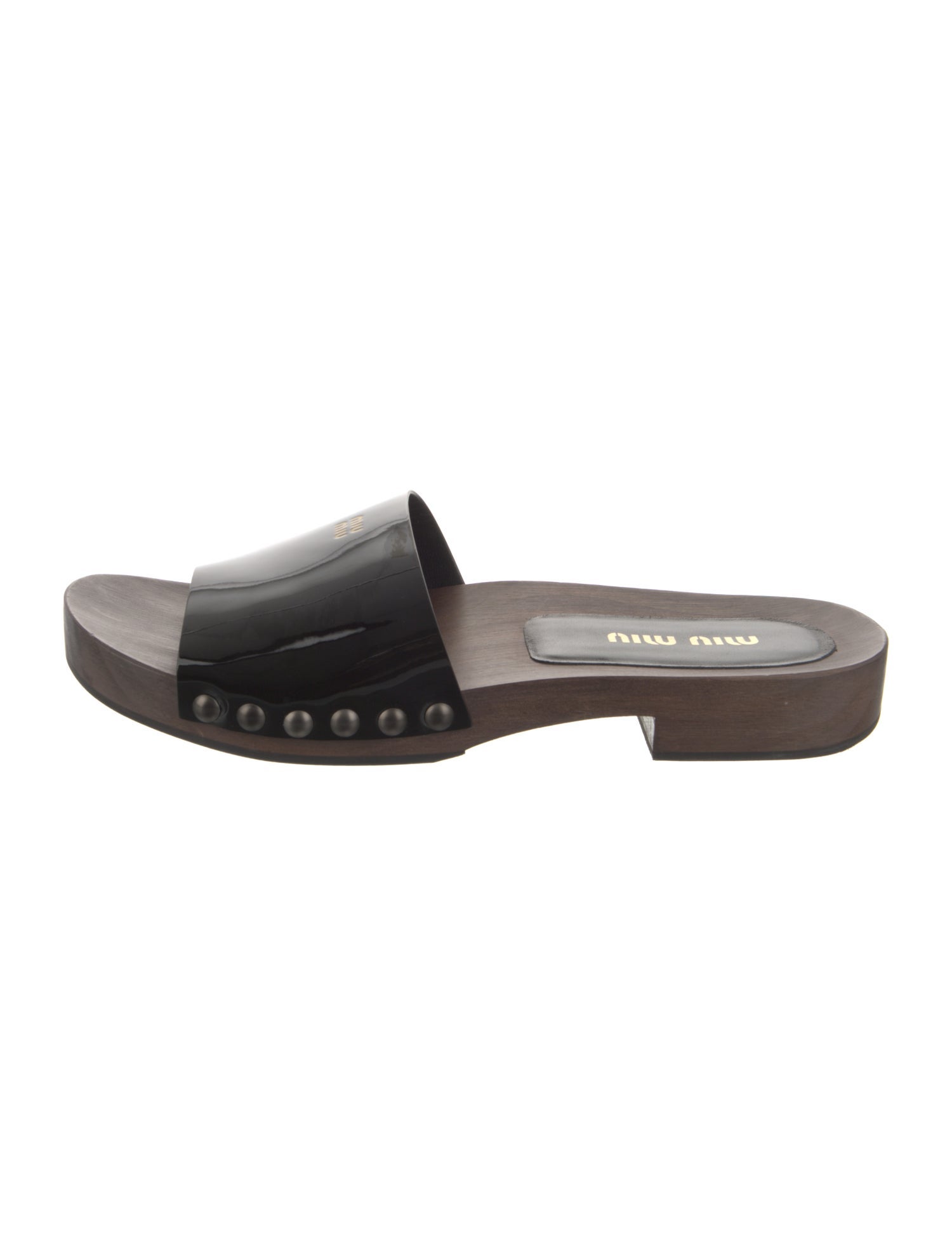 Miu Miu Leather Studded Accents Slides